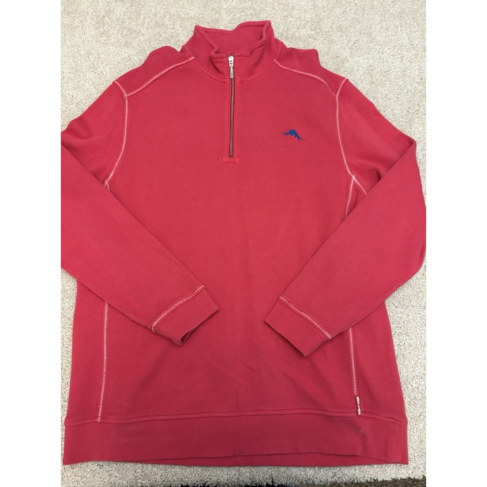 Men's Tommy Bahama Relax Pink 1/4 Zip Pullover Preppy Size XL